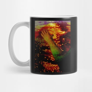 Digital collage and special processing. Ugly close up, amazing on distance. Mesmerizing. Hand, view. Life and death. Darker. Mug